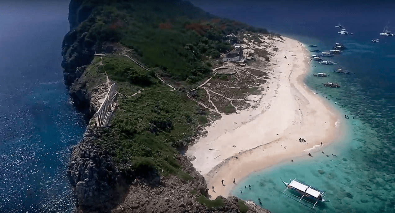 fortune island drone shot with acropolis structure abandoned resort in nasugbu batangas philippines